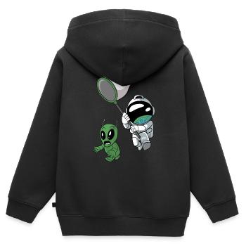 Astronaut Alien Außerirdischer - Kinder Premium Organic Zip Hoodie - Schwarz - Hinten - AI Model Kid Male (0cm)