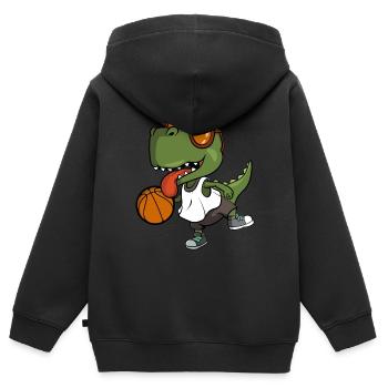 Cooler T-Rex spielt Basketball - Kinder Premium Organic Zip Hoodie - Schwarz - Hinten - AI Model Kid Male (0cm)