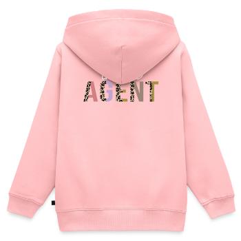 Agent de voyage Leopard Print Drôle cadeau - Sweat Premium à capuche zippé enfant bio - rose - Dos - AI Model Kid Female (0cm)