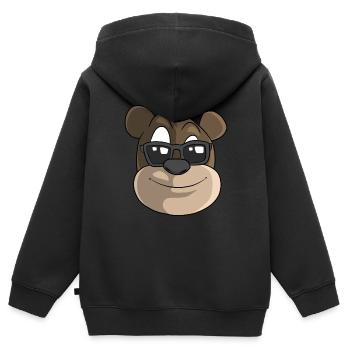 Lustiger Bärenkopf Tier - Kinder Premium Organic Zip Hoodie - Schwarz - Hinten - AI Model Kid Male (0cm)