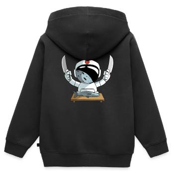 Sushi Chef Astronaute - Sweat Premium à capuche zippé enfant bio - noir - Dos - AI Model Kid Male (0cm)