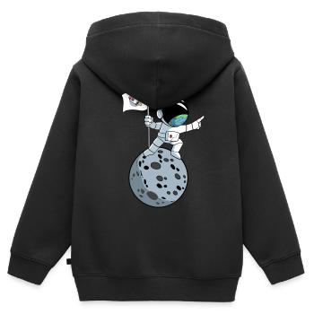 Astronaut Mond US-Flagge Mondlandung - Kinder Premium Organic Zip Hoodie - Schwarz - Hinten - AI Model Kid Male (0cm)
