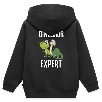 Dinosaurier Experte - Cartoon Dinosaurier - Kinder Premium Organic Zip Hoodie - Schwarz - Hinten - AI Model Kid Male (0cm)