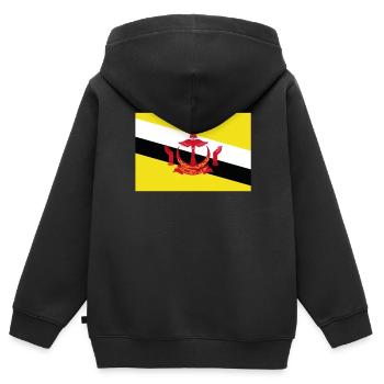 Drapeau officiel du Brunei Bruneian Country Pride - Sweat Premium à capuche zippé enfant bio - noir - Dos - AI Model Kid Male (0cm)