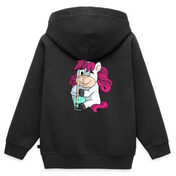 La licorne aime le thé aux bulles - Sweat Premium à capuche zippé enfant bio - noir - Dos - AI Model Kid Male (0cm)