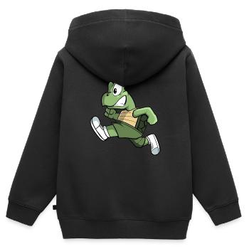 Sport Turtle court - Sweat Premium à capuche zippé enfant bio - noir - Dos - AI Model Kid Male (0cm)
