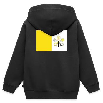 Drapeau officiel de la Cité du Vatican Fierté du pays du Vatican - Sweat Premium à capuche zippé enfant bio - noir - Dos - AI Model Kid Male (0cm)