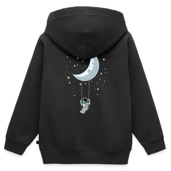 Astronaut Schaukel Mond - Kinder Premium Organic Zip Hoodie - Schwarz - Hinten - AI Model Kid Male (0cm)