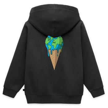 Planet Erde in Eiswaffel - Kinder Premium Organic Zip Hoodie - Schwarz - Hinten - AI Model Kid Male (0cm)