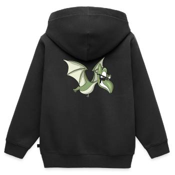 Ptérodactyle Ptérosaure Dessin animé Dinosaure - Sweat Premium à capuche zippé enfant bio - noir - Dos - AI Model Kid Male (0cm)
