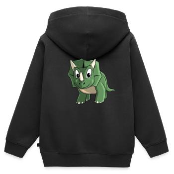 Tricératops Dessin animé Dinosaures - Sweat Premium à capuche zippé enfant bio - noir - Dos - AI Model Kid Male (0cm)