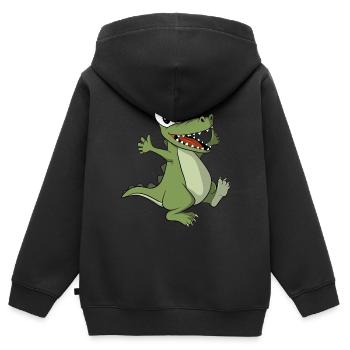 Joyeux Crocodile - Sweat Premium à capuche zippé enfant bio - noir - Dos - AI Model Kid Male (0cm)