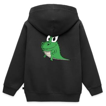Glückliches Krokodil - Kinder Premium Organic Zip Hoodie - Schwarz - Hinten - AI Model Kid Male (0cm)