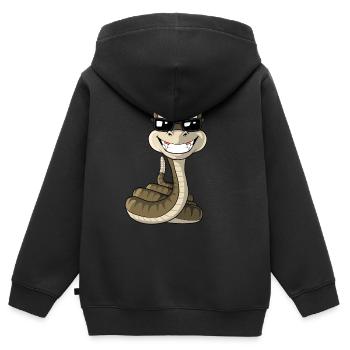 Serpent cool avec lunettes de soleil - Sweat Premium à capuche zippé enfant bio - noir - Dos - AI Model Kid Male (0cm)