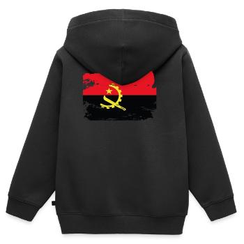 Drapeau officiel angolais Country Pride Vintage - Sweat Premium à capuche zippé enfant bio - noir - Dos - AI Model Kid Male (0cm)