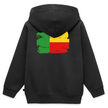 Drapeau officiel du Bénin Bénin Pays Pride Vintage - Sweat Premium à capuche zippé enfant bio - noir - Dos - AI Model Kid Male (0cm)