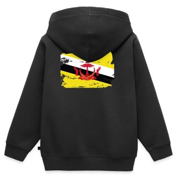 Drapeau officiel du Brunei Bruneian Country Pride - Sweat Premium à capuche zippé enfant bio - noir - Dos - AI Model Kid Male (0cm)