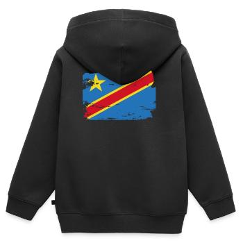Drapeau officiel de la République démocratique du Congo - Sweat Premium à capuche zippé enfant bio - noir - Dos - AI Model Kid Male (0cm)