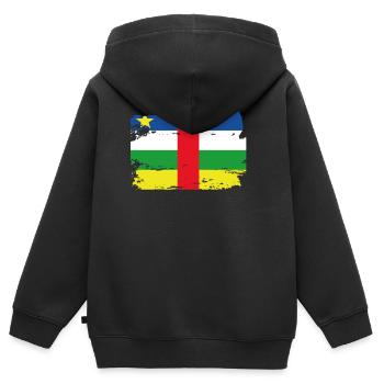 Offizielle Flagge der Zentralafrikanischen Republik Afrika - Kinder Premium Organic Zip Hoodie - Schwarz - Hinten - AI Model Kid Male (0cm)