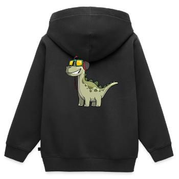 Dinosaurier Musikfan T-Rex - Kinder Premium Organic Zip Hoodie - Schwarz - Hinten - AI Model Kid Male (0cm)