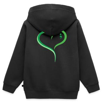 Mnenal Gesundheit Grünes Herz Komma : Liebe verbreiten und - Kinder Premium Organic Zip Hoodie - Schwarz - Hinten - AI Model Kid Male (0cm)