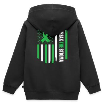 Brechen Sie das Stigma Psychische Gesundheit USA Flagge Vitnage - Kinder Premium Organic Zip Hoodie - Schwarz - Hinten - AI Model Kid Male (0cm)