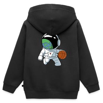 Joueur de basket-ball astronaute de basket-ball - Sweat Premium à capuche zippé enfant bio - noir - Dos - AI Model Kid Male (0cm)