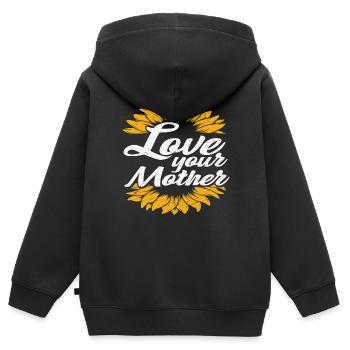 Aime ta mère Mère Citations d’amour - Sweat Premium à capuche zippé enfant bio - noir - Dos - AI Model Kid Male (0cm)
