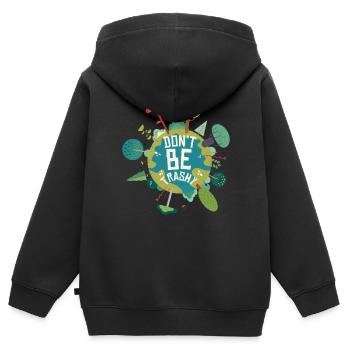 Ne soyez pas trash citations du Jour de la Terre - Sweat Premium à capuche zippé enfant bio - noir - Dos - AI Model Kid Male (0cm)