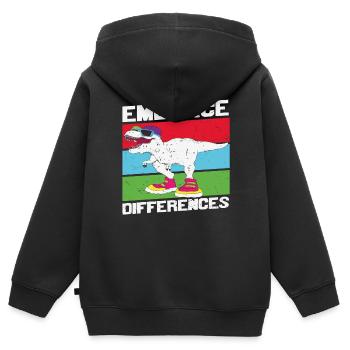 Begrüßen Sie den Unterschied Verschiedene Zitate - Kinder Premium Organic Zip Hoodie - Schwarz - Hinten - AI Model Kid Male (0cm)