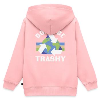Sei nicht trashig recyceln - Kinder Premium Organic Zip Hoodie - Rosa - Hinten - AI Model Kid Female (0cm)