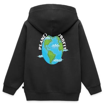 Planet Over Profit Earth Quotes - Kids Premium Organic Zip-up Hoodie - black - Back - AI Model Kid Male (0cm)