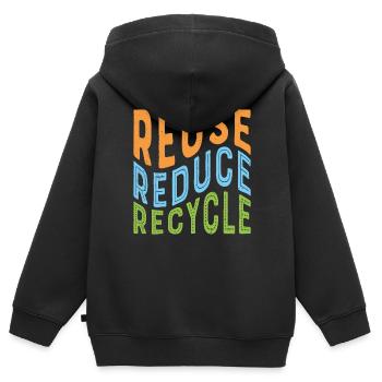 Reduzierung der Reuse Recycle Rrr-Strategie - Kinder Premium Organic Zip Hoodie - Schwarz - Hinten - AI Model Kid Male (0cm)