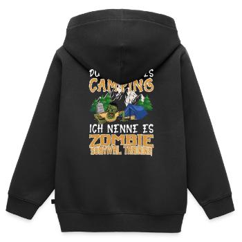 Camping Survival Training Bushcraft - Kinder Premium Organic Zip Hoodie - Schwarz - Hinten - AI Model Kid Male (0cm)