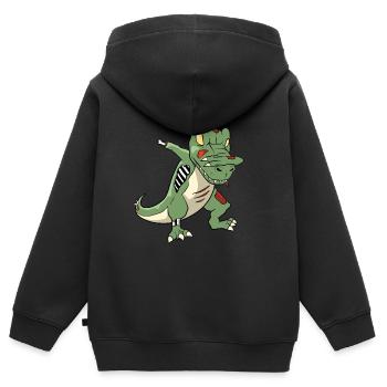 Dabbing Zombi T-Rex - Kinder Premium Organic Zip Hoodie - Schwarz - Hinten - AI Model Kid Male (0cm)