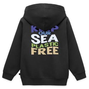Halten Sie unser Meer plastikfrei - Kinder Premium Organic Zip Hoodie - Schwarz - Hinten - AI Model Kid Male (0cm)