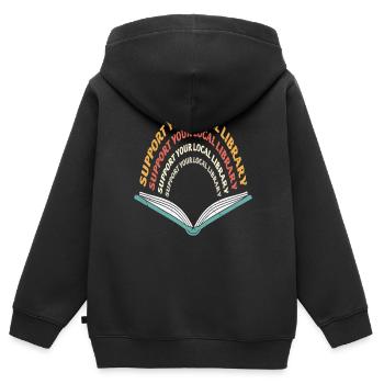 Support Your Local Library Library Importance - Kids Premium Organic Zip-up Hoodie - black - Back - AI Model Kid Male (0cm)
