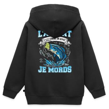 Geld ist wie Köder Ich beiße-NeedyMinset - Kinder Premium Organic Zip Hoodie - Schwarz - Hinten - AI Model Kid Male (0cm)