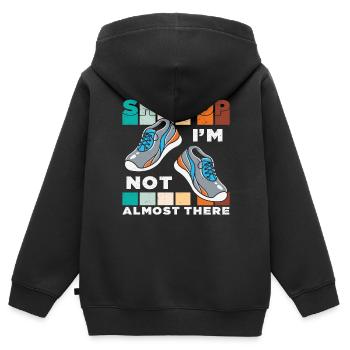 Halt die Klappe, ich bin nicht fast da Zitate - Kinder Premium Organic Zip Hoodie - Schwarz - Hinten - AI Model Kid Male (0cm)