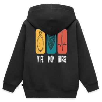 Ehefrau Mutter Krankenschwester Ermächtigung Zitate - Kinder Premium Organic Zip Hoodie - Schwarz - Hinten - AI Model Kid Male (0cm)
