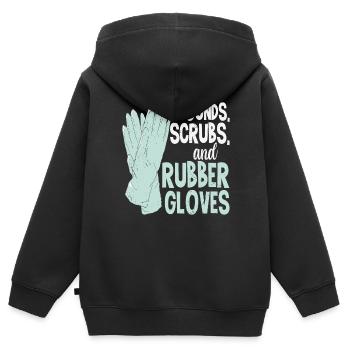 Plaies, gommages et gants en caoutchouc Doctors Vintage - Sweat Premium à capuche zippé enfant bio - noir - Dos - AI Model Kid Male (0cm)