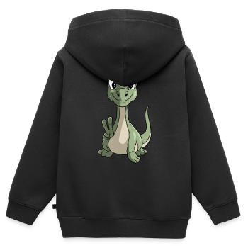 Brachiosaurus Dinosaures - Sweat Premium à capuche zippé enfant bio - noir - Dos - AI Model Kid Male (0cm)