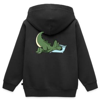 Schlafender T-Rex Dinosaurier - Kinder Premium Organic Zip Hoodie - Schwarz - Hinten - AI Model Kid Male (0cm)