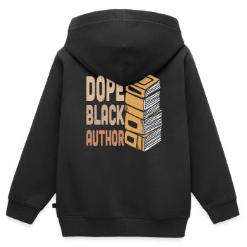Schwarzer Autor Schriftsteller Zitate - Kinder Premium Organic Zip Hoodie - Schwarz - Hinten - AI Model Kid Male (0cm)