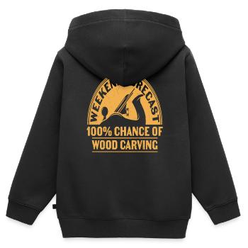 Wöchentliche Prognose 100% Chance auf Holzschnitzerei - Kinder Premium Organic Zip Hoodie - Schwarz - Hinten - AI Model Kid Male (0cm)