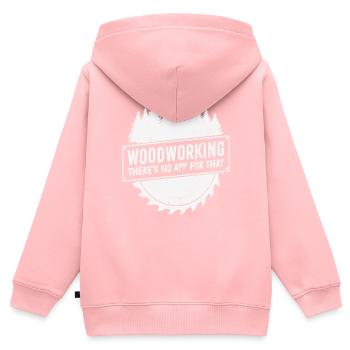 Holzbearbeitung dafür gibt es keine App - Kinder Premium Organic Zip Hoodie - Rosa - Hinten - AI Model Kid Female (0cm)