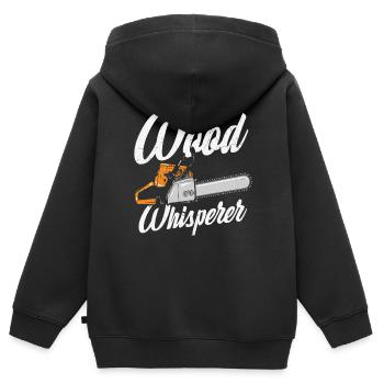 Wood Whisperer Zitate - Kinder Premium Organic Zip Hoodie - Schwarz - Hinten - AI Model Kid Male (0cm)