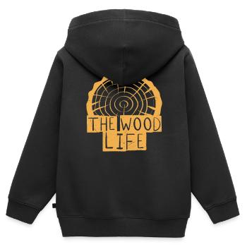 Le sculpteur sur bois Wood Life - Sweat Premium à capuche zippé enfant bio - noir - Dos - AI Model Kid Male (0cm)