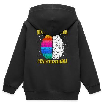 Psychische Gesundheit beendet das Stigma Gesundheit - Kinder Premium Organic Zip Hoodie - Schwarz - Hinten - AI Model Kid Male (0cm)