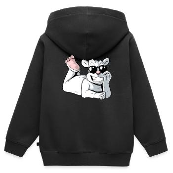Ours polaire cool - Sweat Premium à capuche zippé enfant bio - noir - Dos - AI Model Kid Male (0cm)